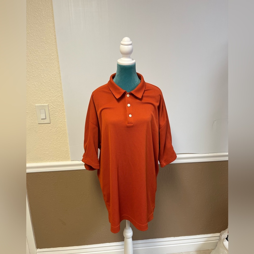 Nike Golf Men’s Fit Dry Stretch Textured Polo Shirt – Orange – Size XXL